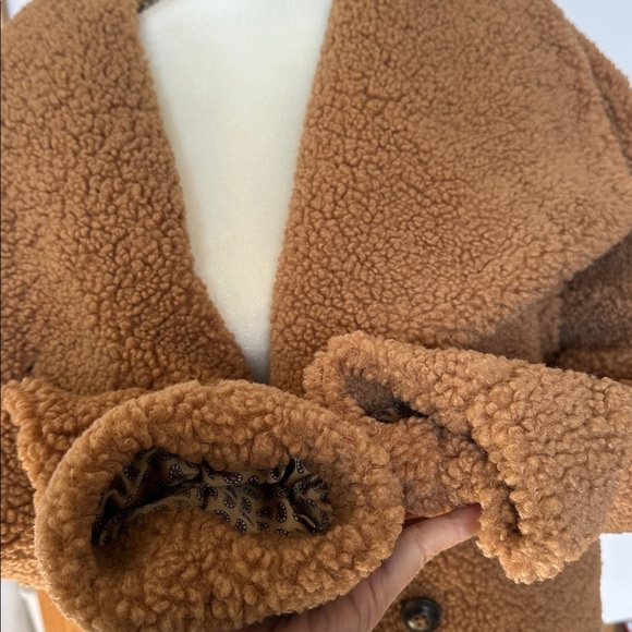 Free People We the Free Izzy wrap - Teddy Jacket in xs sand (tan) fleece Sherpa - Picture 7 of 10